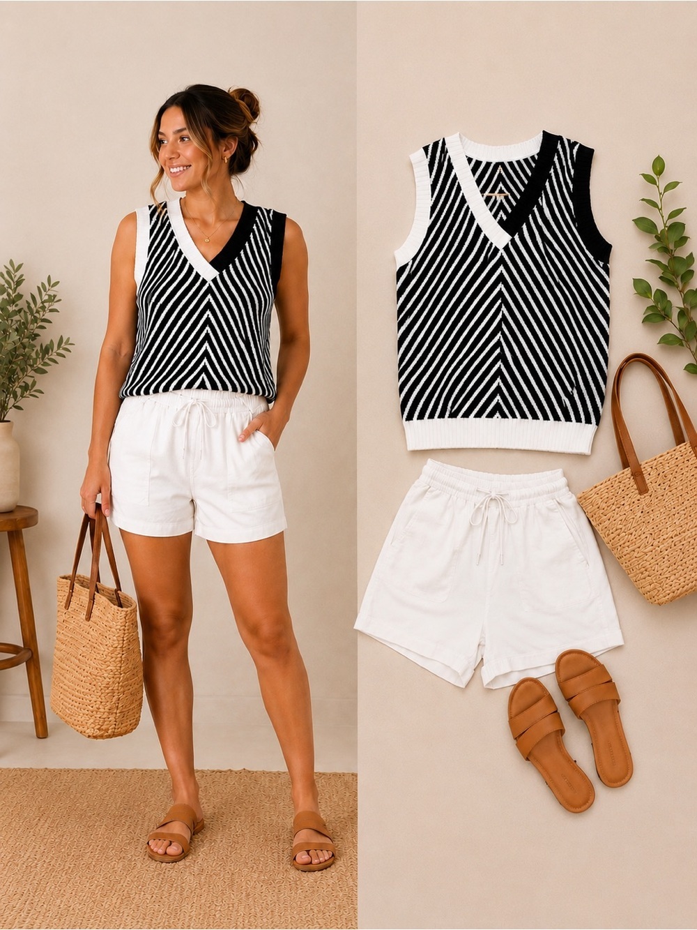 Black & White Chevron Sweater Vest